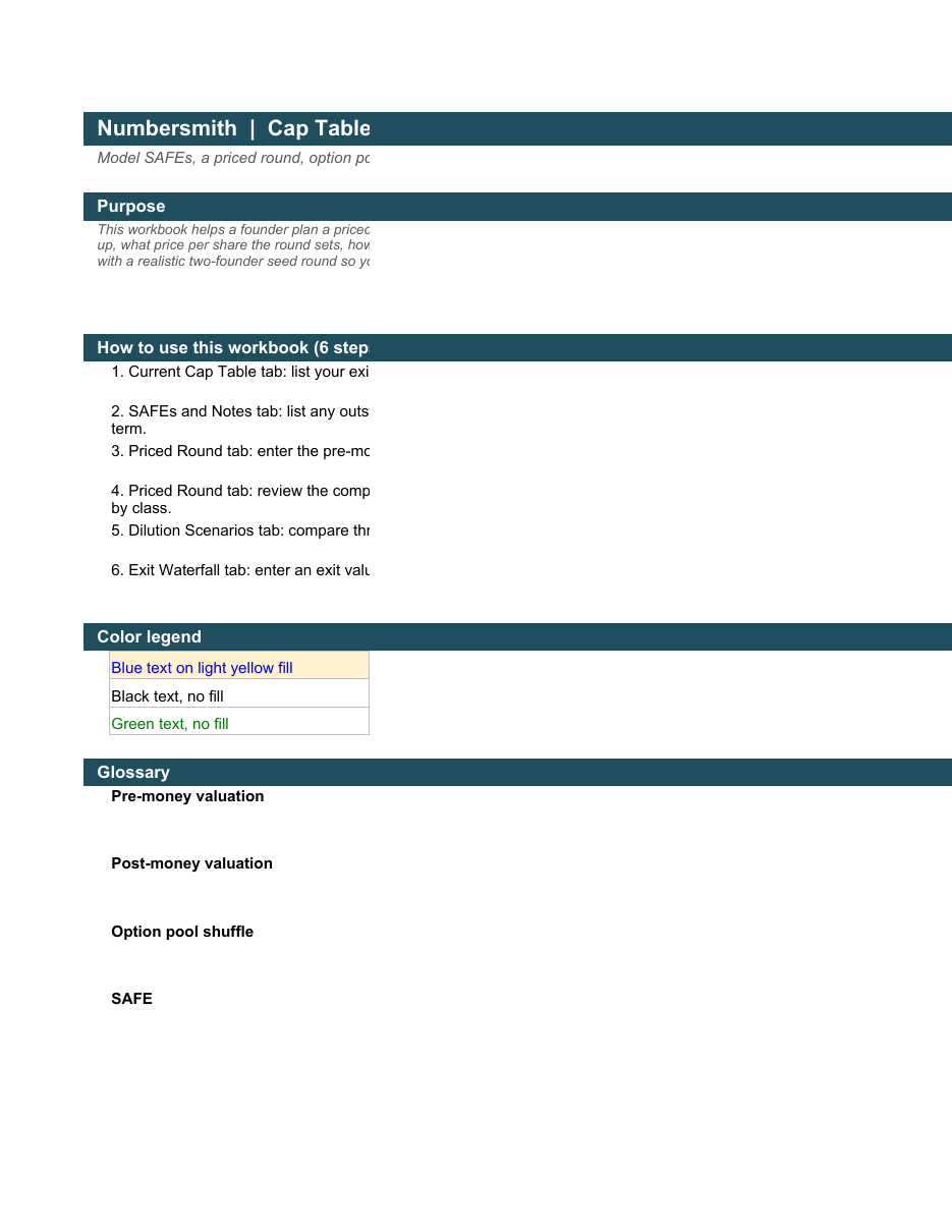 Cap Table and Dilution Calculator (SAFEs, Option Pool, Waterfall) preview 1